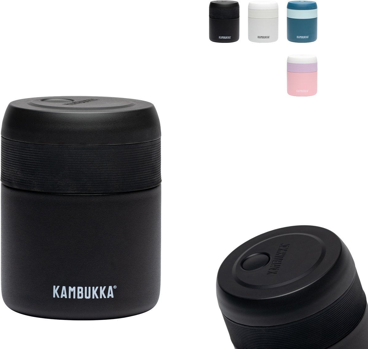 Kambukka bora - lunchbox - 600 ml - voedselcontainer houdt 9 uur warm 100 % lekvrij - matte black