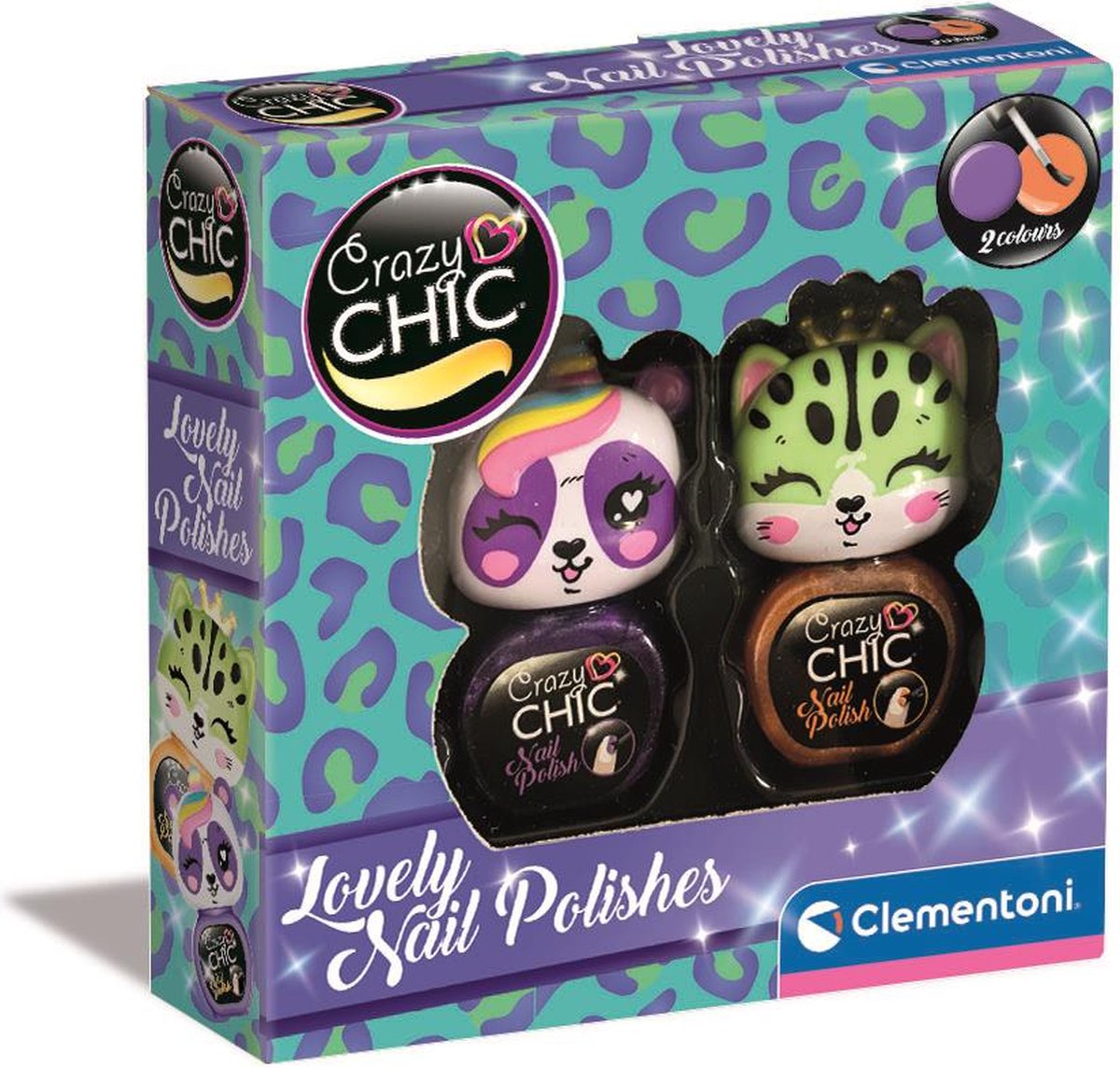 Clementoni crazy chic nagellak oranje paars, 2st.