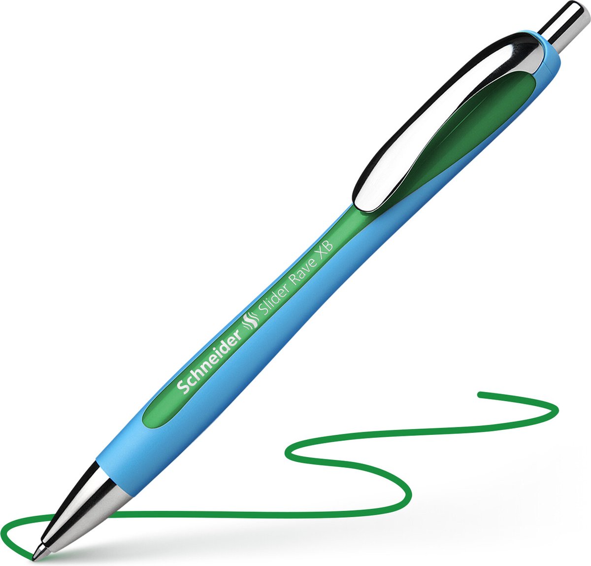 Schneider schrijfwaren schneider balpen - slider rave - penpunt xb - schrijfkleur groen - s-132504