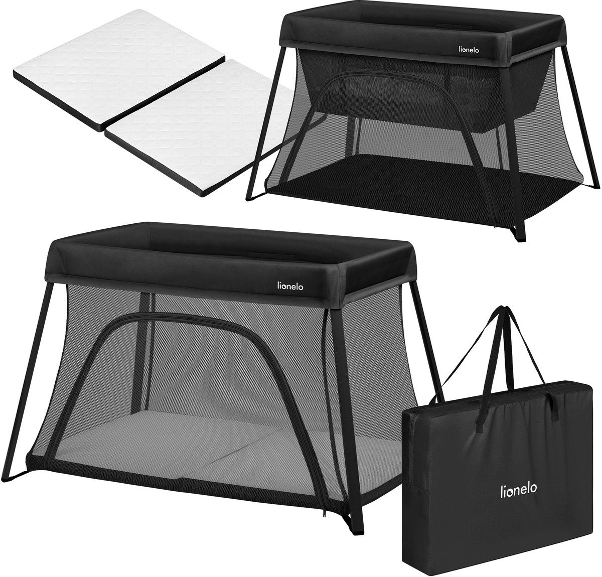 Lionelo alice – 3 in 1 baby bed, box en reisbedje – campingbed - matras met t25-schuim – 2 hoogteposities – lichtgewicht (5.5 kg) – compact opvouwbaar – ritssluiting – inclusief draagtas – afneembare wasbare hoes