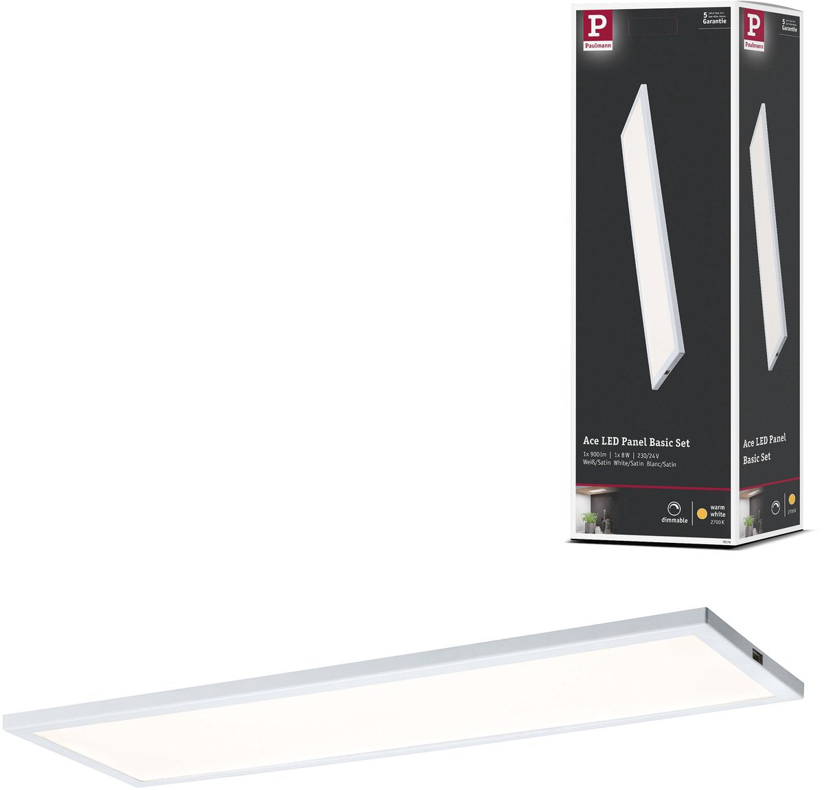 Paulmann led-onderkastverlichting ace hoekig 300x100 mm 520lm 2700k wit, satijn dimbaar