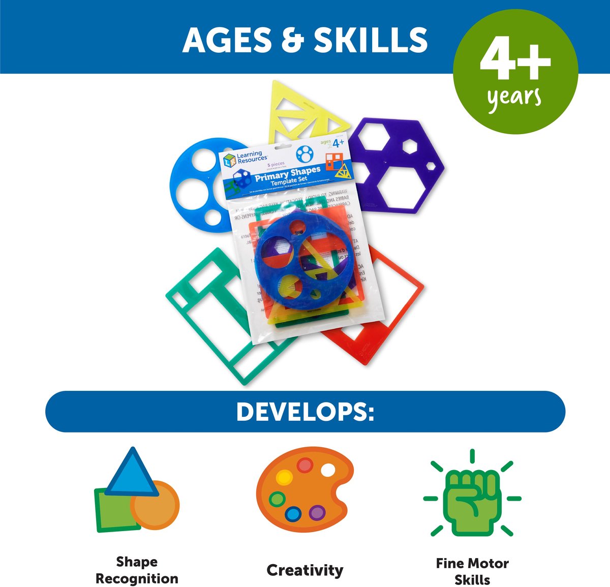 Learning resources sjablonen set voor vormen en tekenen - educatief speelgoed. - 4+