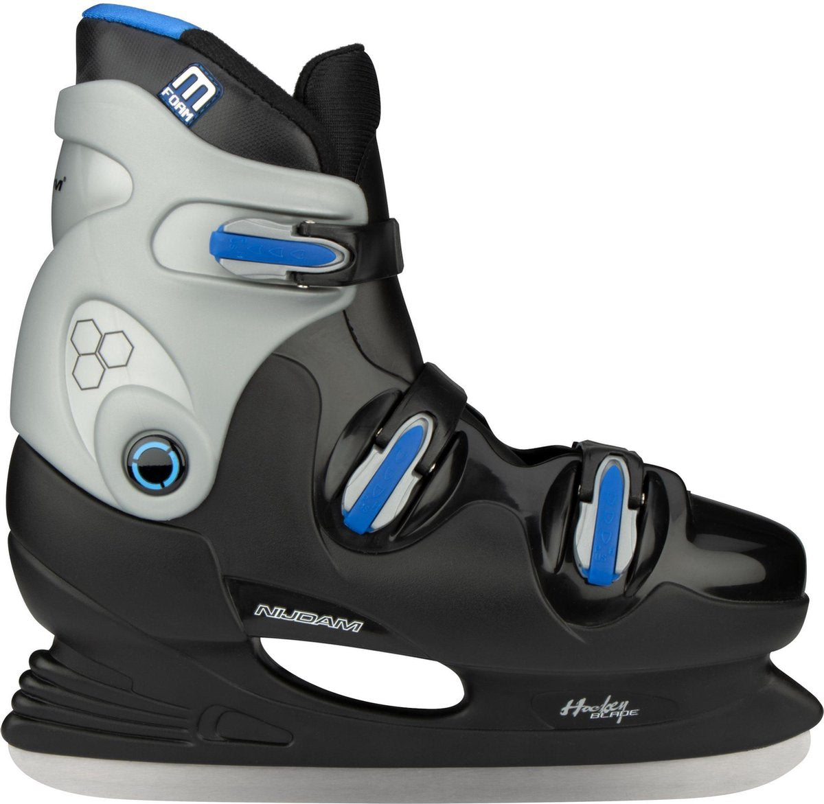 Nijdam kinderschaatsen - ijshockey schaatsen - hardboot - zwart blauw - maat 35
