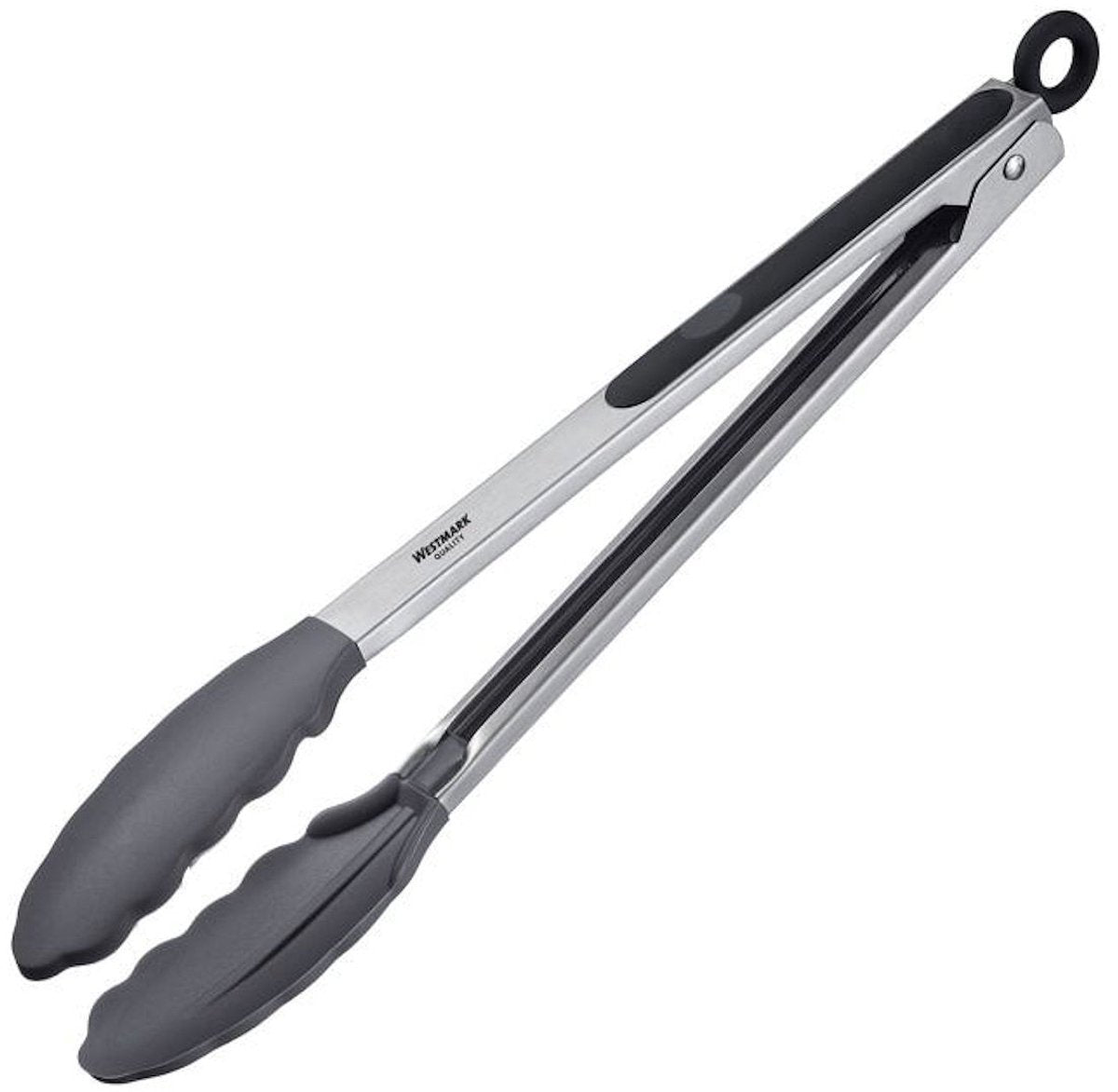 Westmark serveertang, met siliconen messen en rubberen handgrepen, lengte: 34 cm, roestvrij staal kunststof siliconen, classic silicone maxi, zilver zwart, 16182270