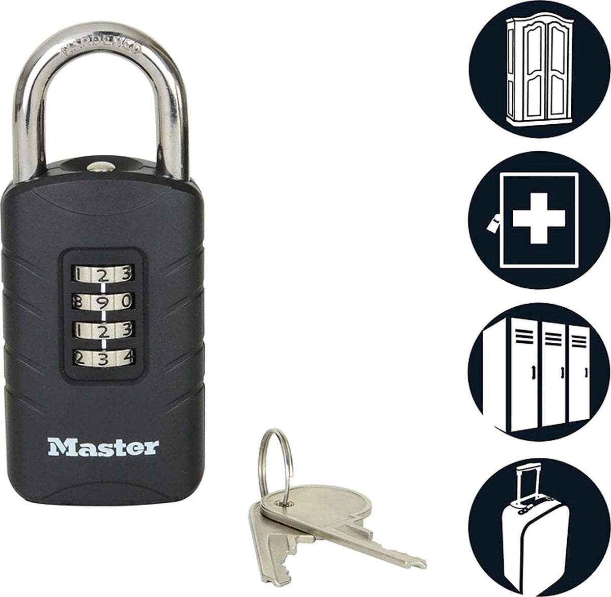 Masterlock hangslot en cijferslot in 1 - uniek slot met cijfercode én sleutel - cijferslot - hangslot - master lock 656eurdblk