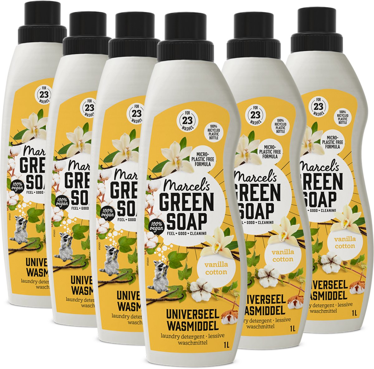Marcel's green soap universeel wasmiddel - vanille katoen - 6 x 1l - 138 wasbeurten