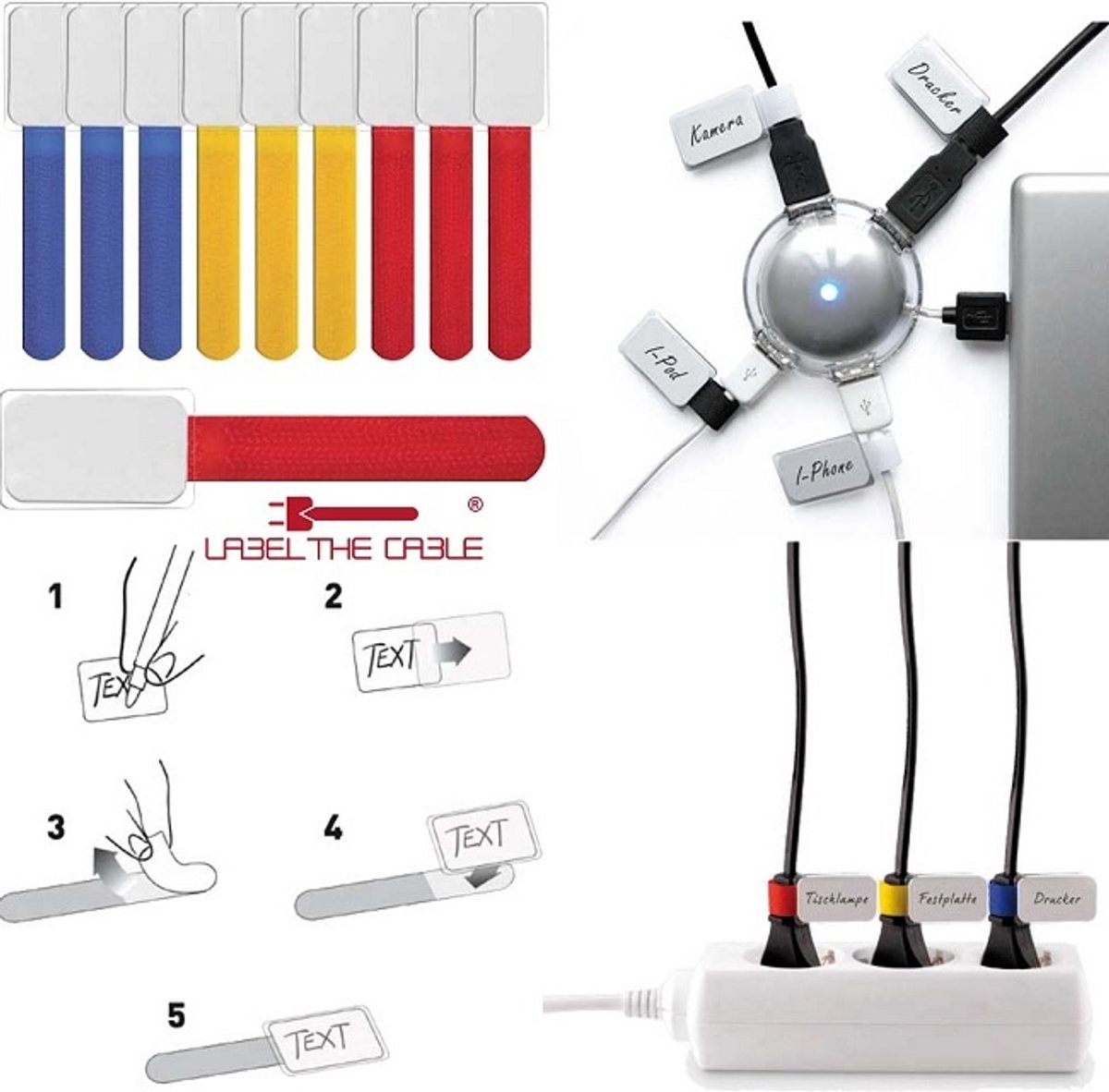 Label the cable ltc mini - rood blauw geel - 10 pack