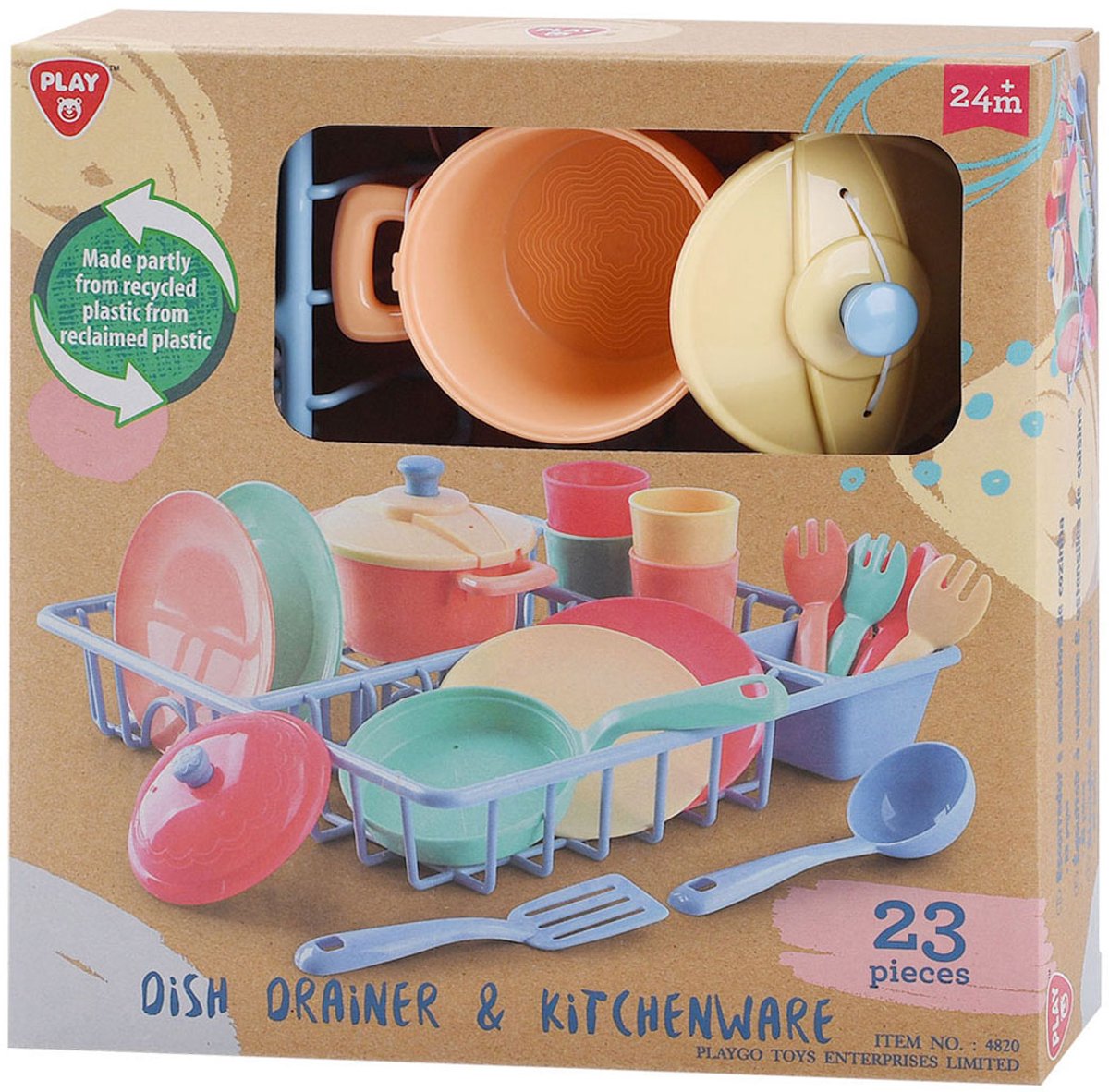 Playgo wasrek met keukenaccessoires - 23dlg