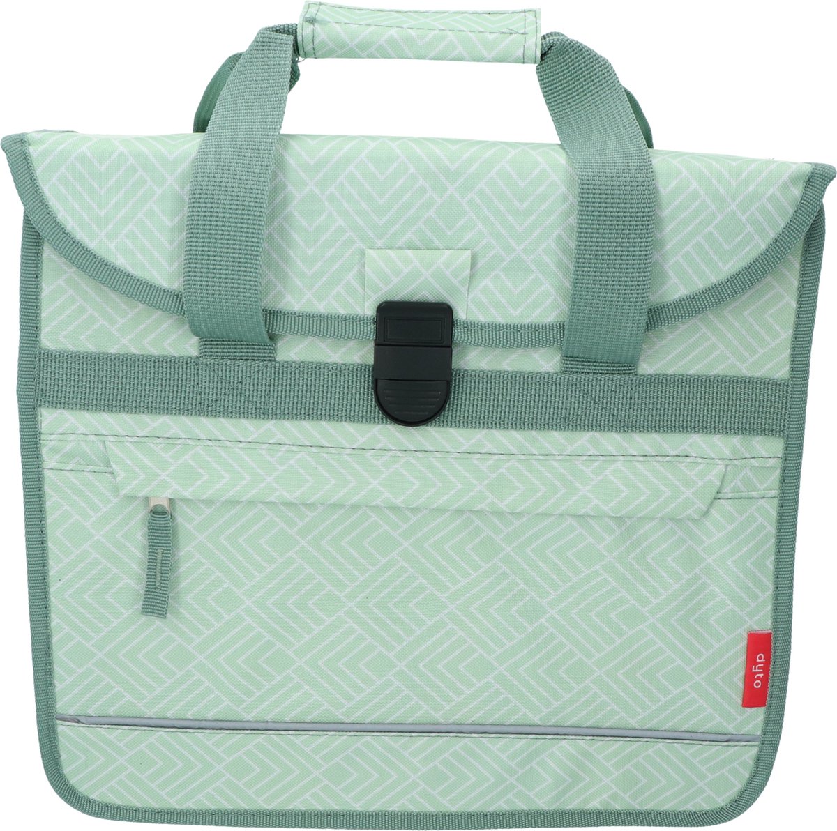 Dyto enkele fietstas - mint groen - waterafstotend nylon - handig voorvak - afmeting: 34x32x13cm - inhoud 14 liter