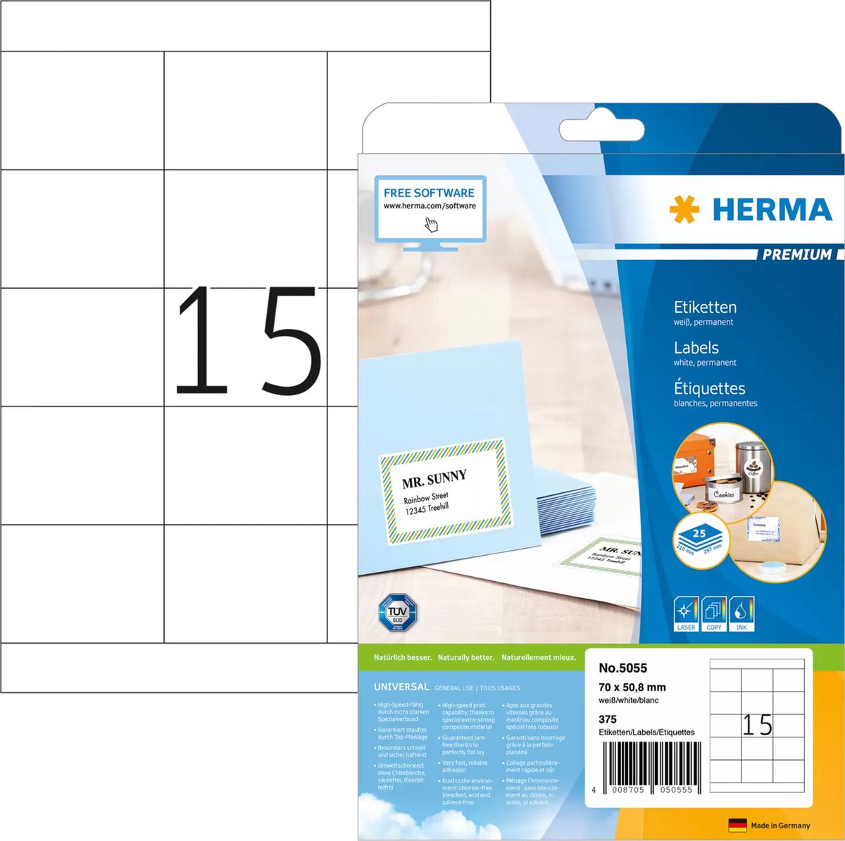 Herma 5055 wit zelfklevend printerlabel printeretiket