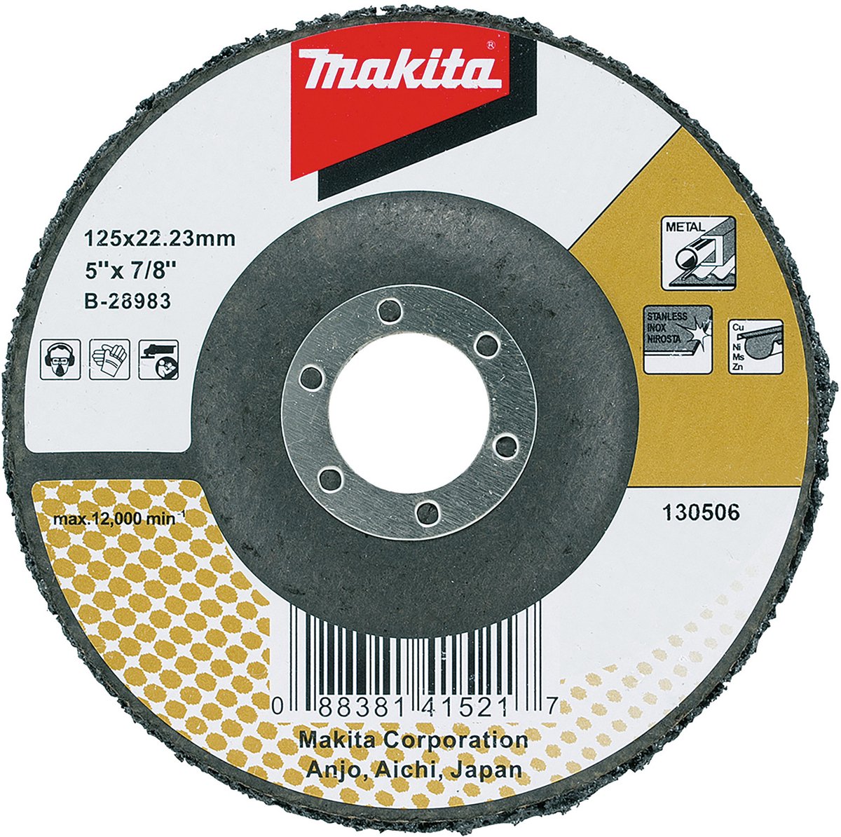 Makita reinigingsschijf zwart 125 mm glasvezelversterkt - b-28983