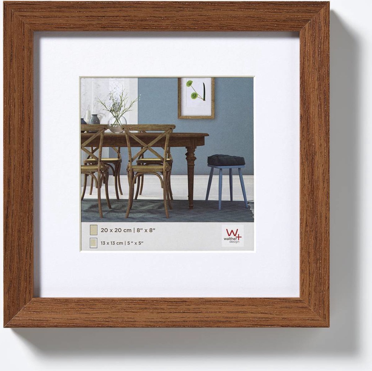 Walther fiorito - mdf houten lijst - fotoformaat 20x20 cm - donkere eik