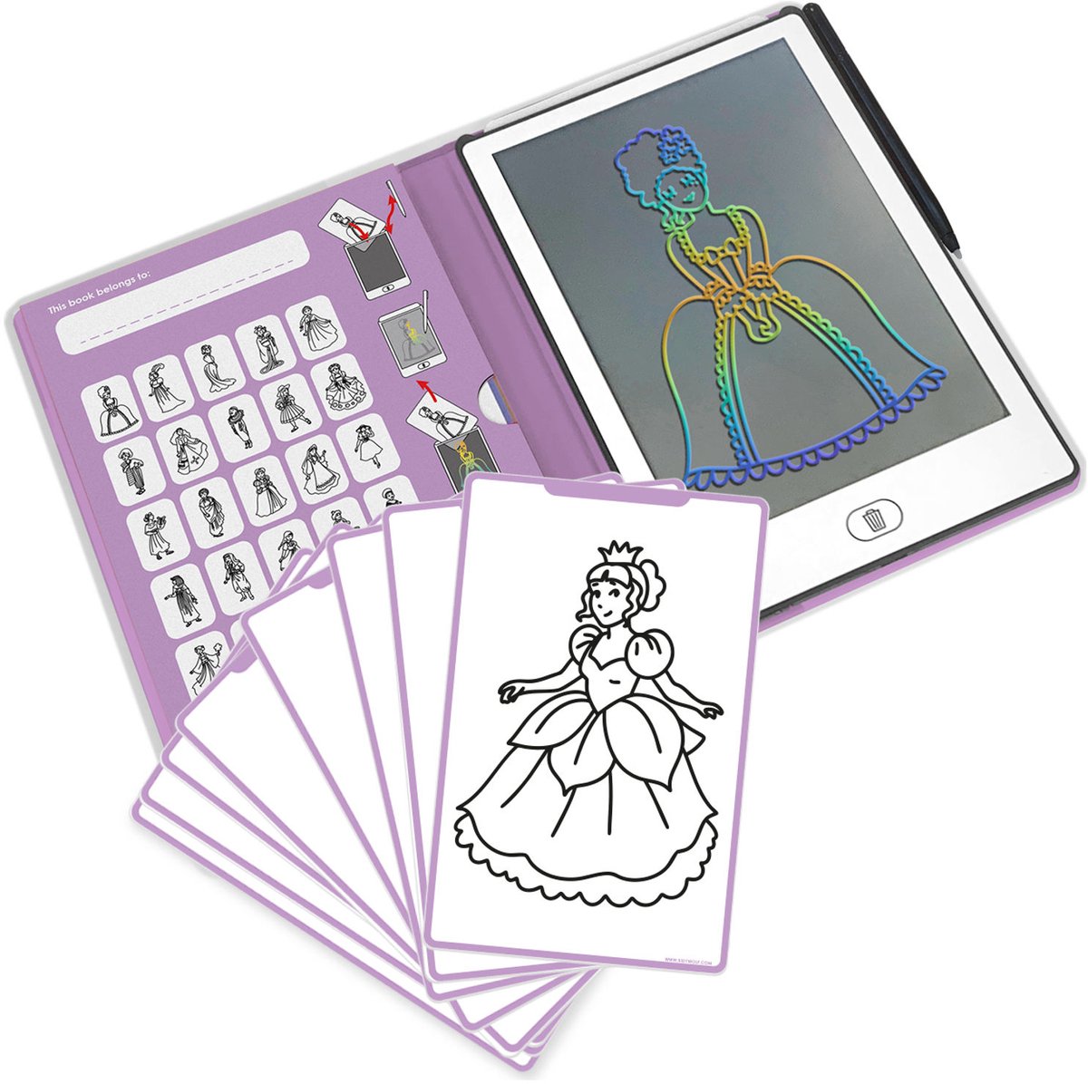 Kidywolf - kidydraw mini tekentablet voor kinderen - prinsessen thema - educatief - 4+ jaar