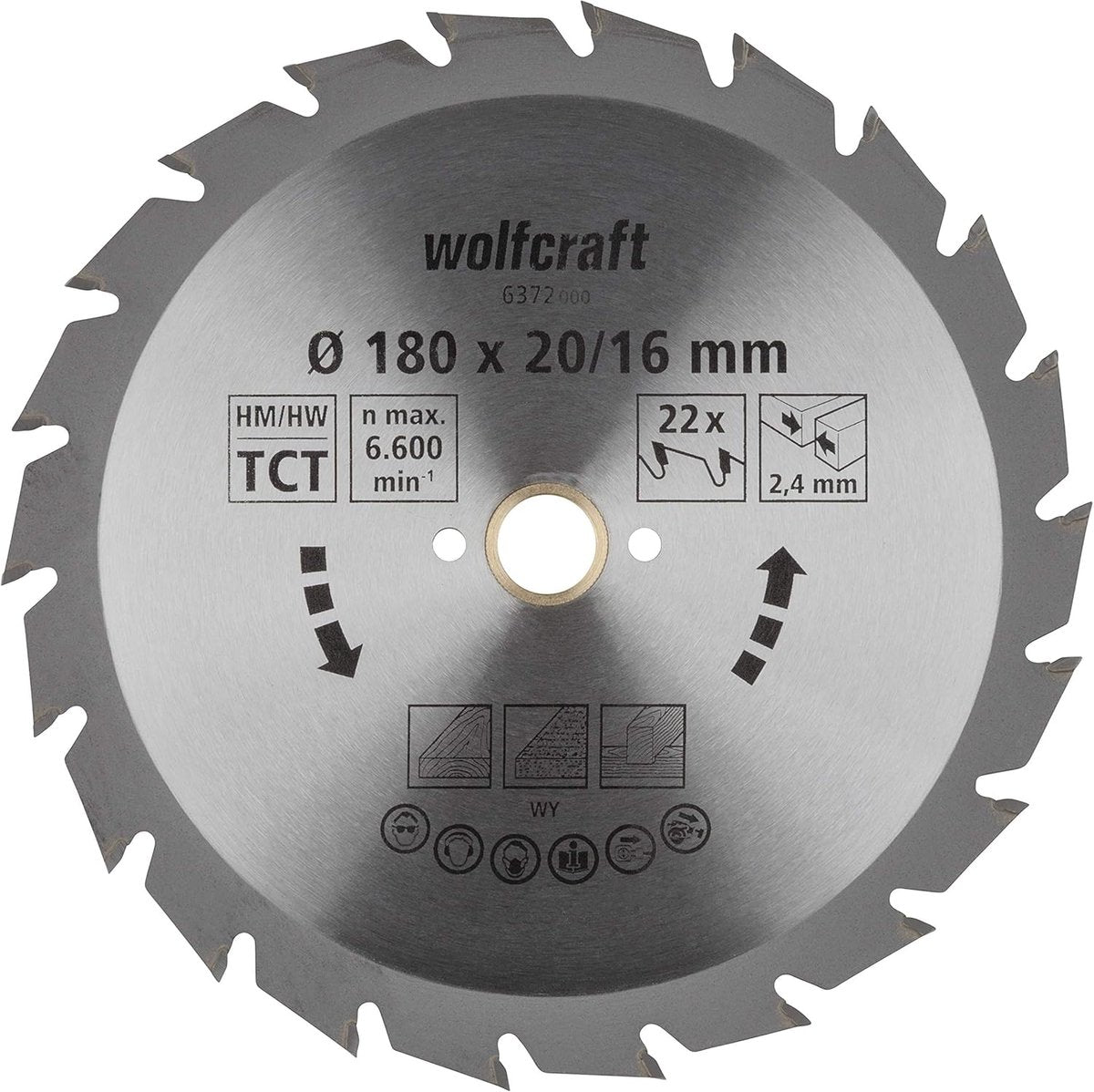 Wolfcraft - cirkelzaagblad 180x20mm - 22 tanden - zaagblad voor cirkelzaag - serie groen - 6372000