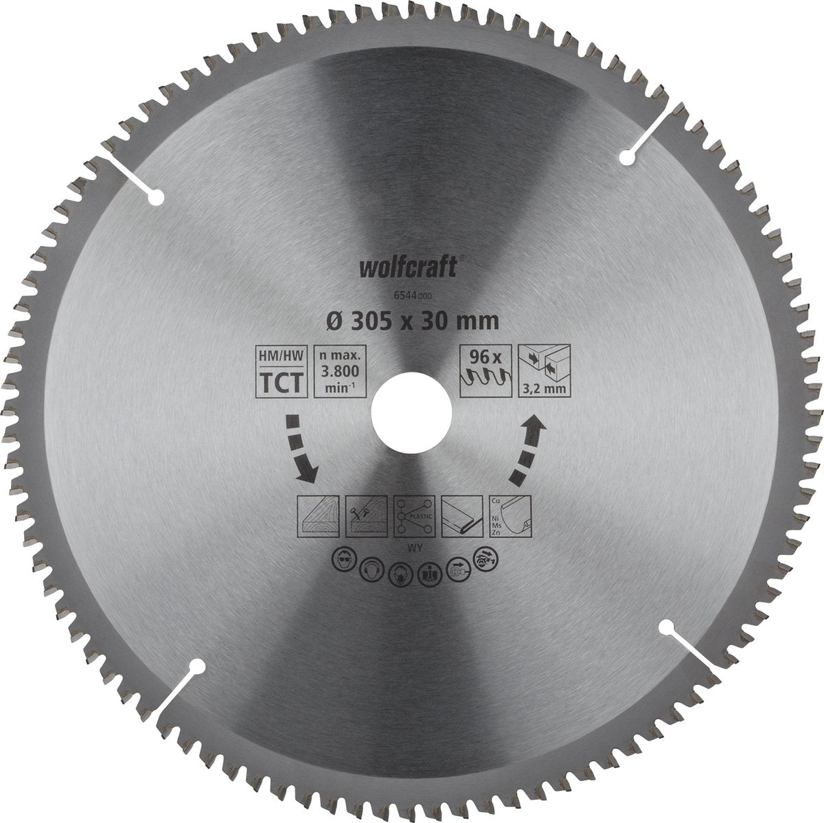 Wolfcraft - zaagblad 305x30mm voor afkortzaag - 96 tanden - verstekzaag - serie lila - 6544000