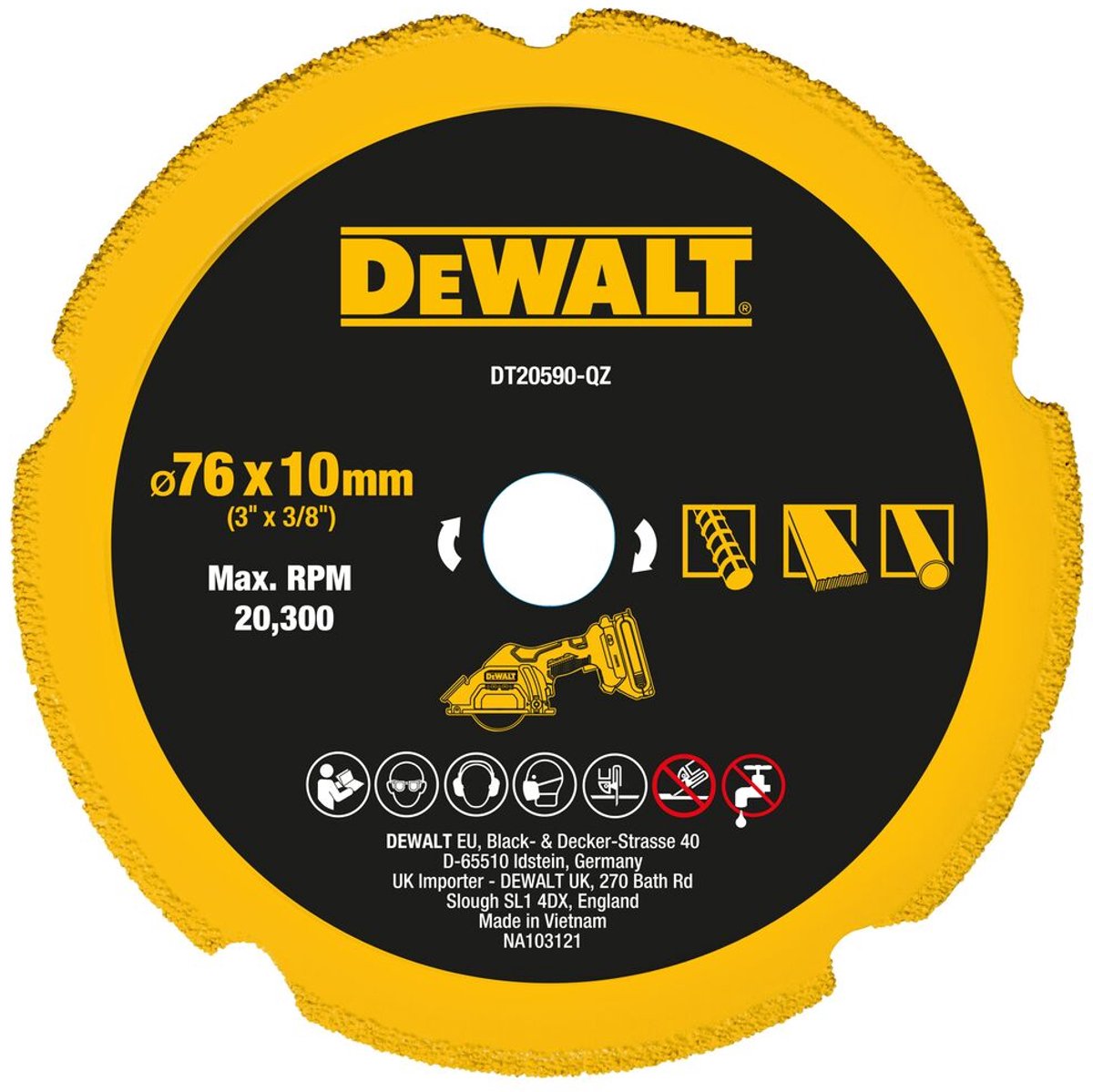 Dewalt dt20590-qz - diamantzaagblad - 76mm - voor veel materialen - dcs438 compatibel