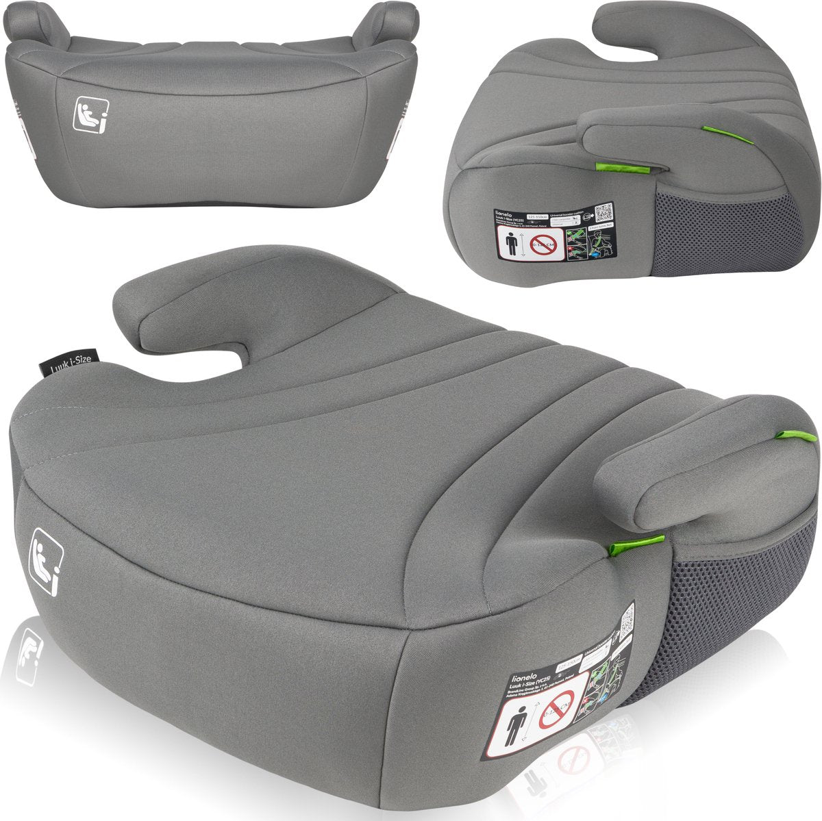 Lionelo luuk i-size - zitverhoger auto 6-12 jaar 125-150 cm - brede stoelverhoger met epe-schuim - ergonomische armleuningen - wasbare hoes - autozitje