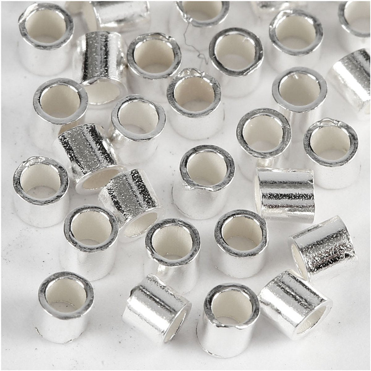 Creotime knijpkralen, d: 2 mm, sterling zilver, ss, 50 stuks