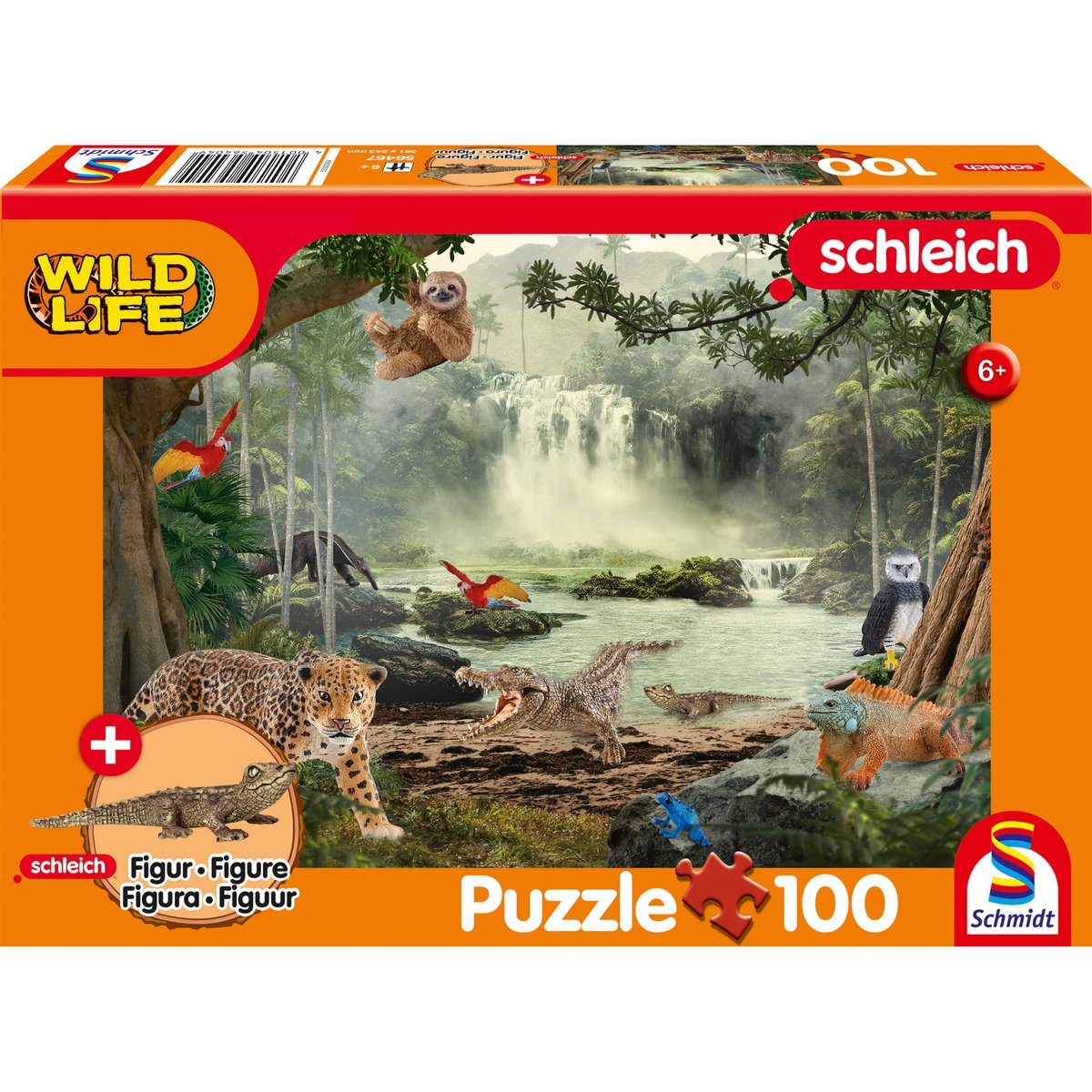 Schmidt - legpuzzel - wild life in het regenwoud - schleich - 100 stukjes + originele figuur - kinderen - vanaf 6 jaar