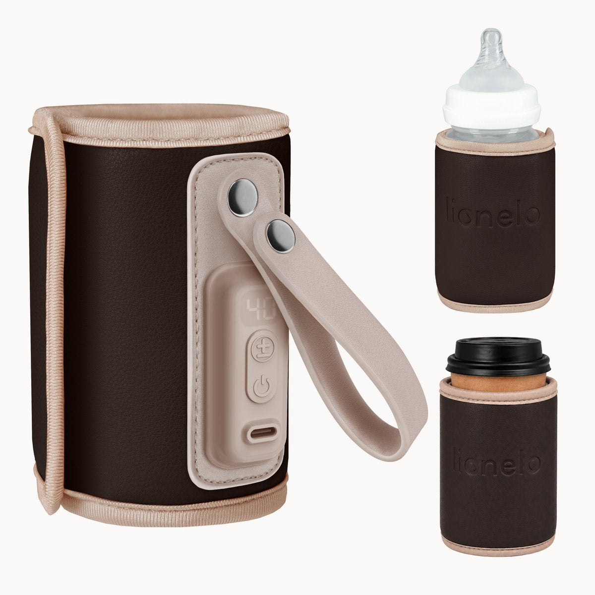 Lionelo thermup go – draagbare flessenwarmer – usb-c voeding – 5 temperatuurstanden (38–50°c) – voor babyflessen tot 70 mm – thermostaat tegen oververhitting – compact lichtgewicht (100 g) – bpa-vrij – inclusief usb-c kabel