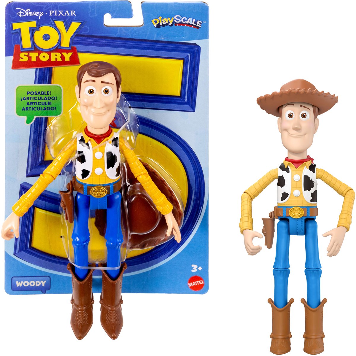 Mattel disney en pixar toy story woody figuur cowboy-sheriff - 14 beweegbare gewrichten