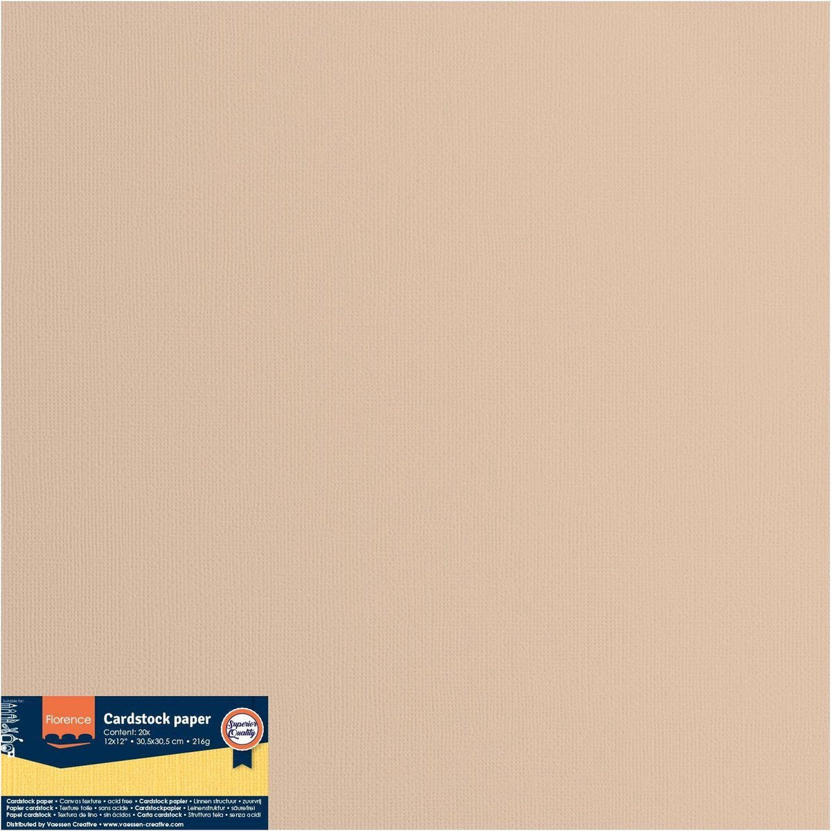 Vaessen creative florence karton - parchment - 305x305mm - ruwe textuur - 216g