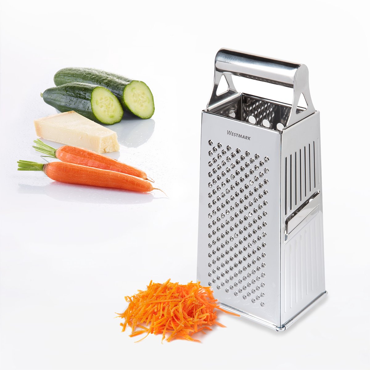 Westmark vierzijdige rasp met schuifsluiting, 4 snij- raspvlakken, hoogte: 26,4 cm, roestvrij staal, quattro, zilver, 11382270