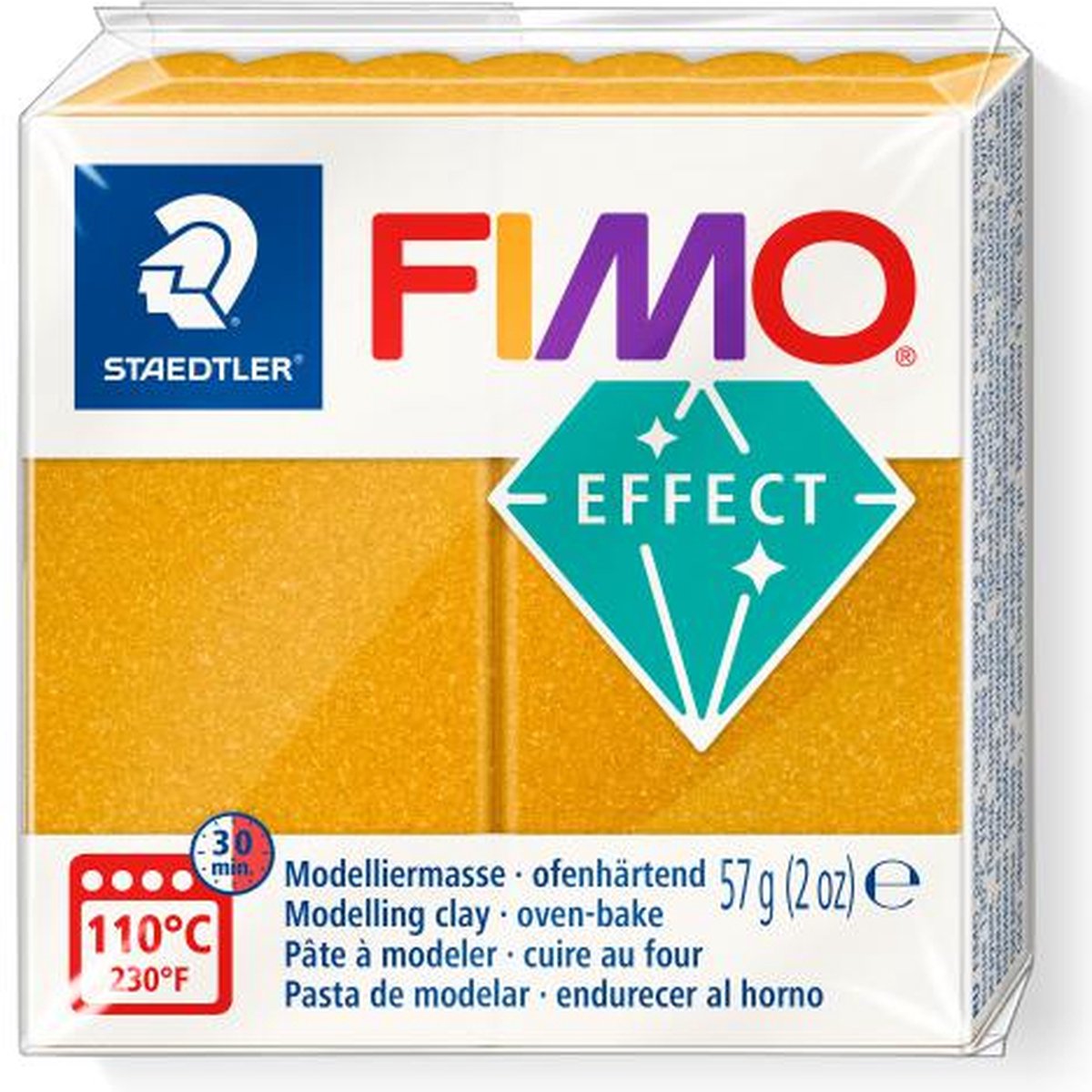 Fimo effect ovenhardende boetseerklei standaard blokje 57 g - metallic goud