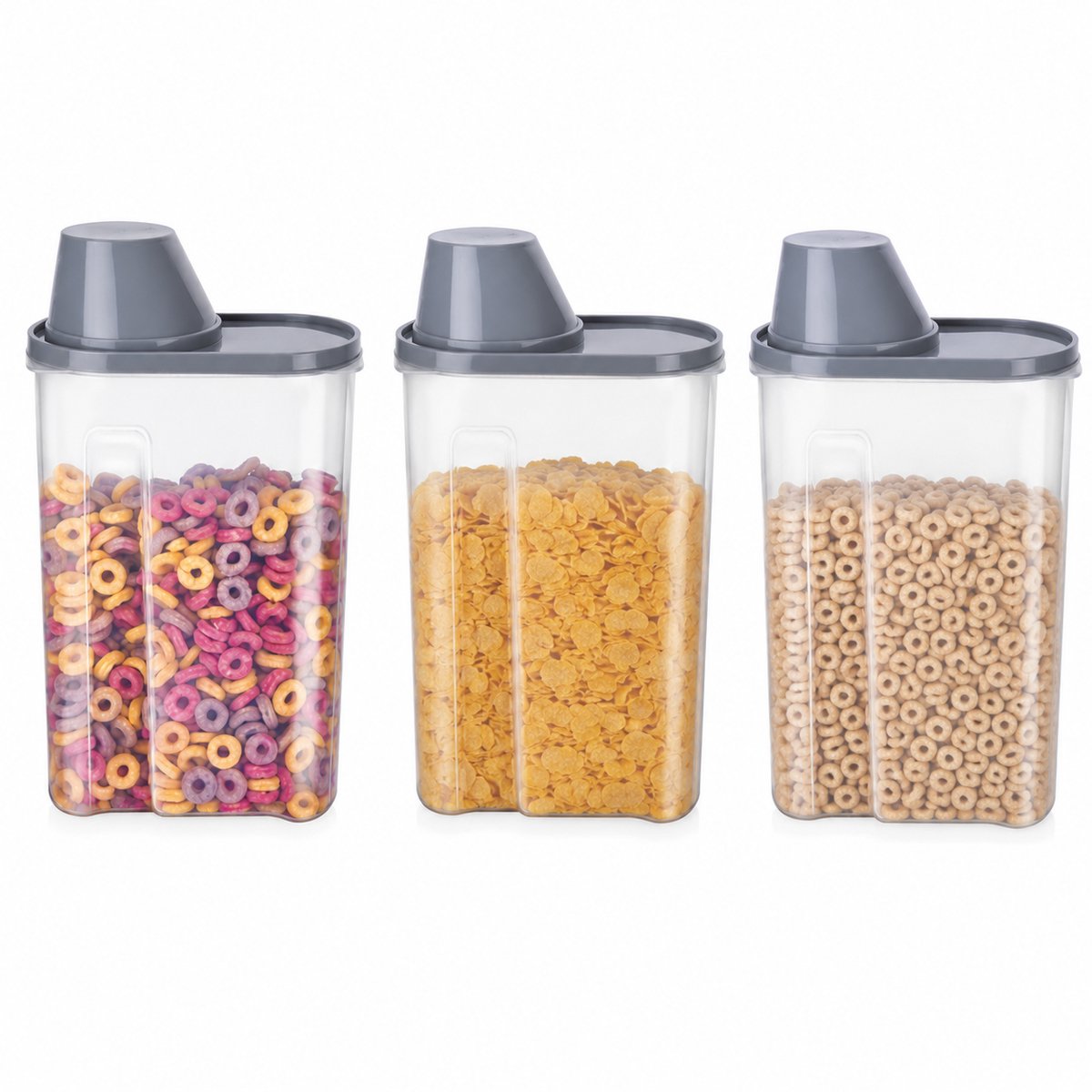 Alpina voorraaddoos met deksel 2,4 liter – bewaardoos met schenktuit en maatbeker – voor cereal, pasta, rijst en muesli