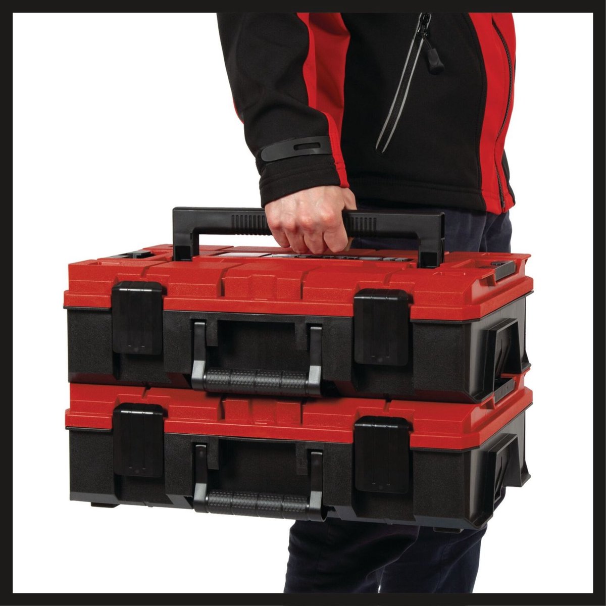 Einhell e-case s-f systeemkoffer - max. laadvermogen: 25 kg - universeel opbergen en transporteren van accessoires en gereedschap - stapelbaar - koppelbaar - inclusief foam binnenzijde