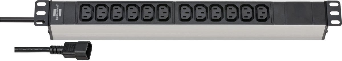 Brennenstuhl alu-line 19 stekkerdoos voor schakelkasten 12-voudig 2m h05vv-f 3g1,0