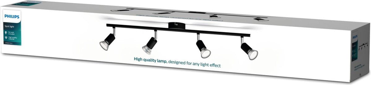 Philips led philips limbali opbouwspot - 4-lichts -zwart