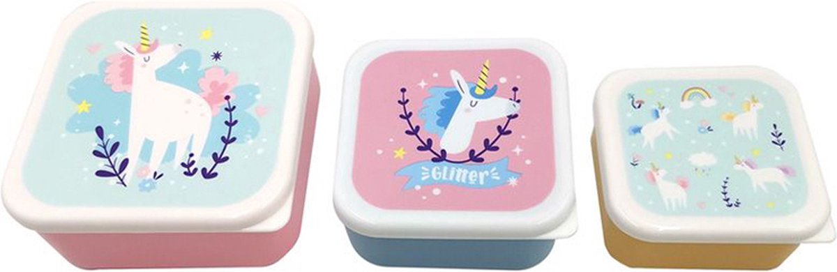 Puckator snackdoosjes eenhoorn unicorn set van 3 -