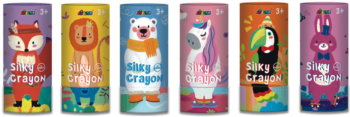 Avenir silky crayon - toekan - 12 kleuren - wateroplosbaar - 3+