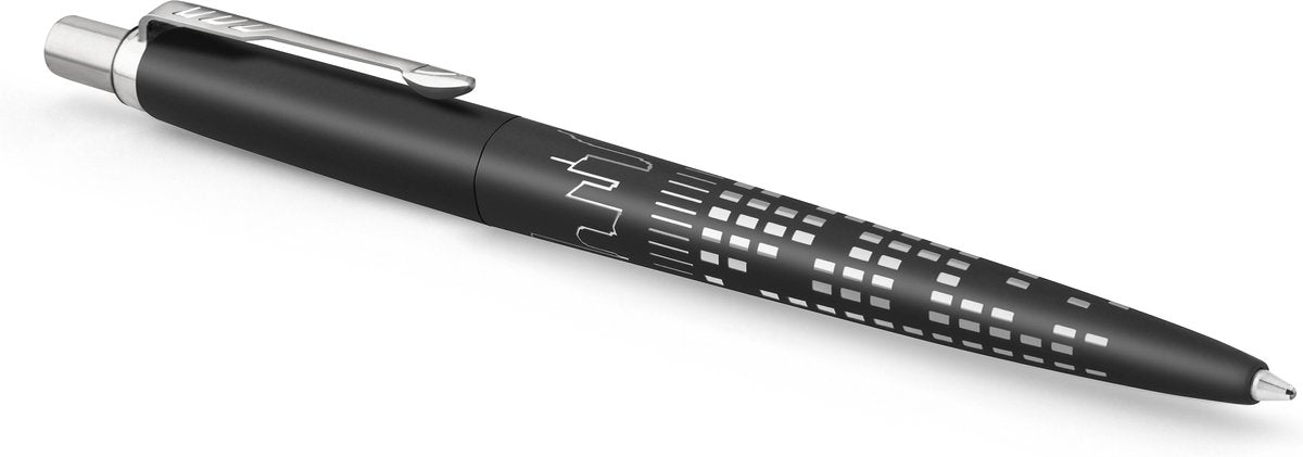 Parker jotter balpen | speciale editie | nyc zwart met chroomafwerking | blauwe inkt | geschenkverpakking