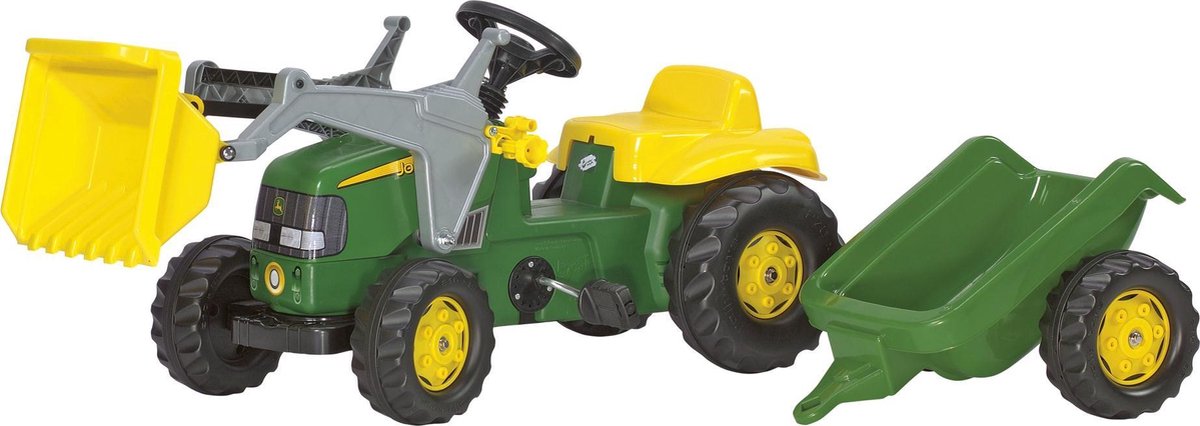 Rolly toys rollykid john deere - traptractor met aanhanger en frontlader