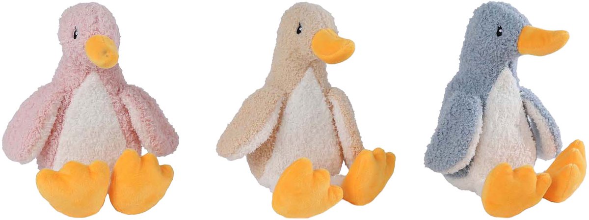 Mini club pluche knuffel eend - zachte speelgoed eend 18cm multi kleuren.