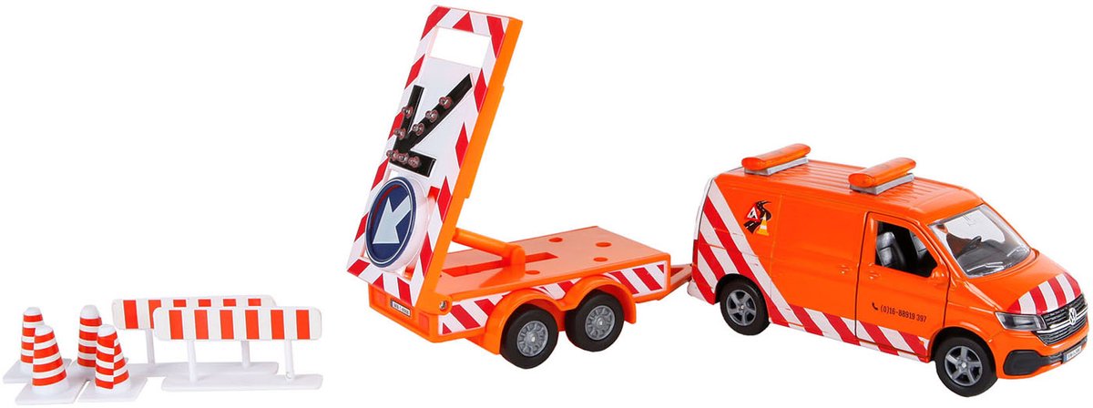 Kids globe vw transporter met pijlwagen en licht die-cast