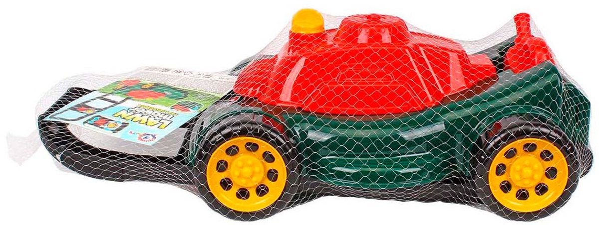 Sun fun grasmaaier met opbergruimte en benzinekan