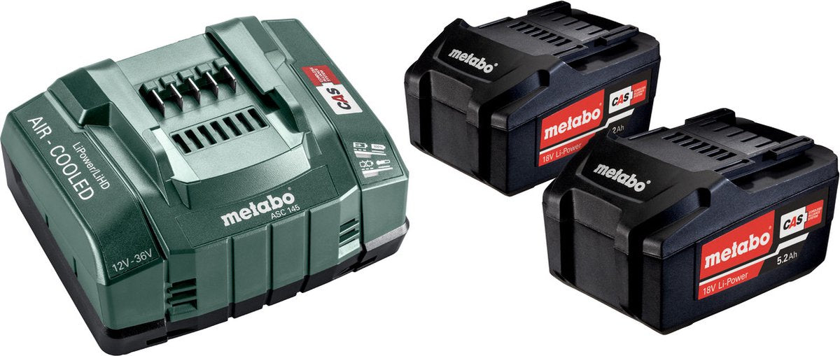Metabo 685051000 18v li-ion accu starterset (2x 5.2ah) + lader