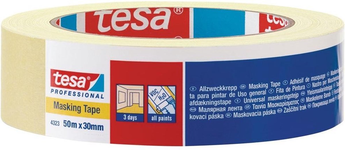 Tesa standard 04323-00042-00 schilderstape krepp beige (l x b) 50 m x 30 mm 1 stuk(s)