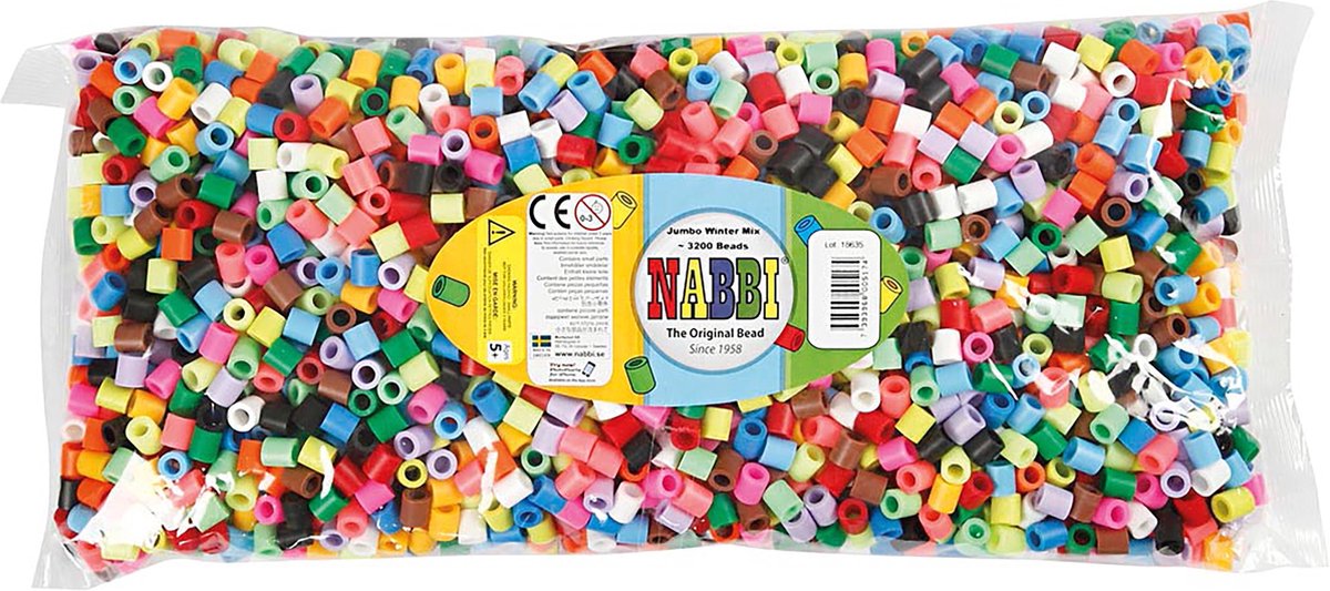 Nabbi strijkkralen, afm 10x10 mm, extra kleuren, jumbo, 3200 assorti