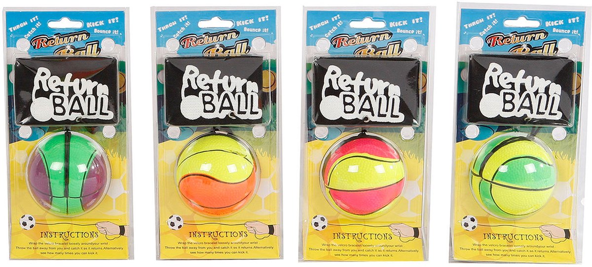 Deonlinedrogist.nl return ball - balletje met elastiek voor pols in neonkleuren - 63mm