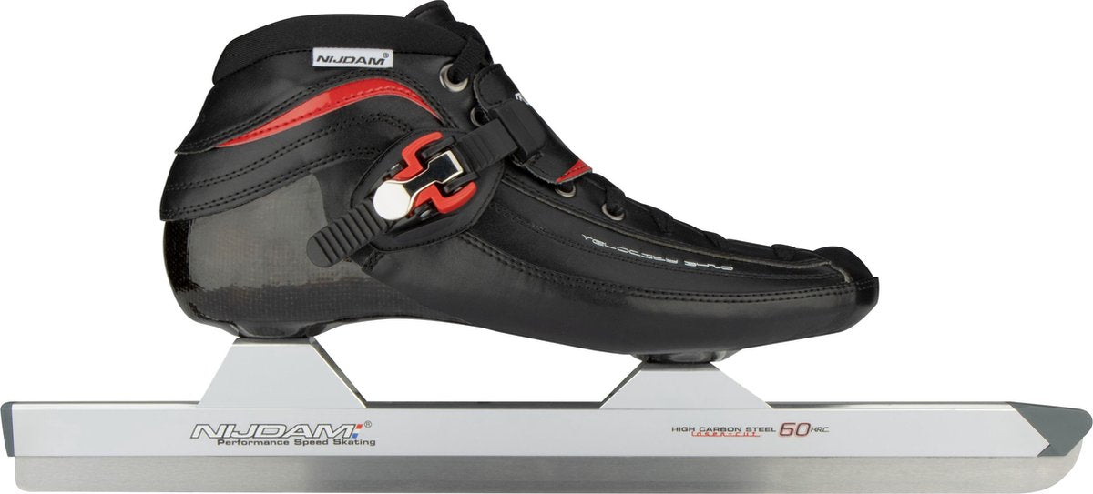 Nijdam premium norenschaatsen carbon - laag - zwart rood - maat 38