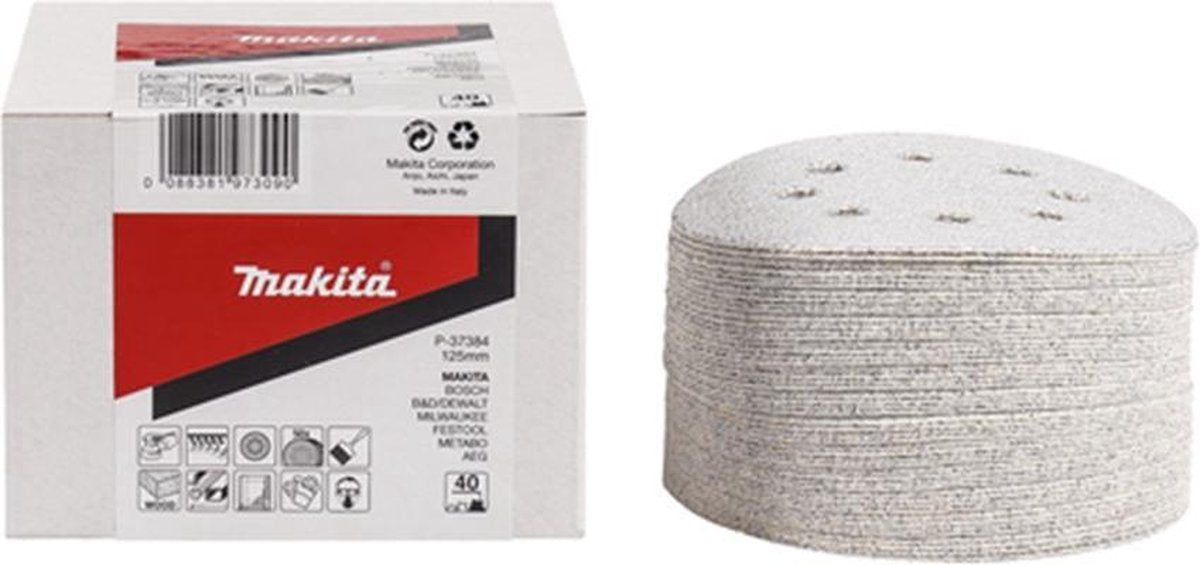 Makita p-37409 schuurschijf 125mm k80 white velcro