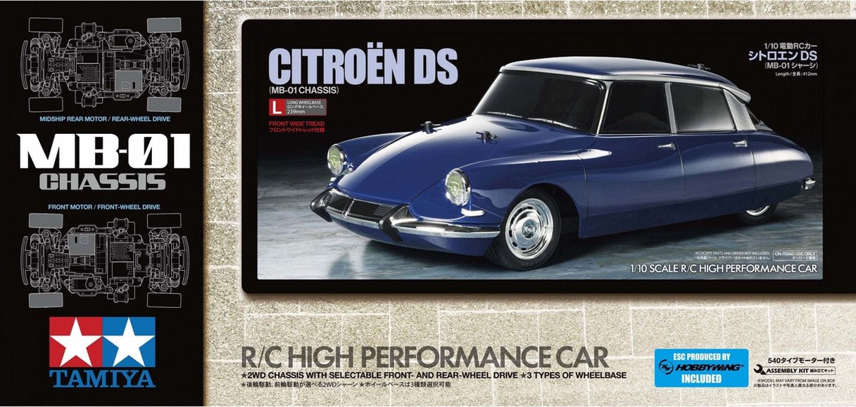 Tamiya modelbouwpakket militaire voertuigen - 58734 rc citroën ds - mb-01 met certificaat rc plastic - 1:10 - modelbouw