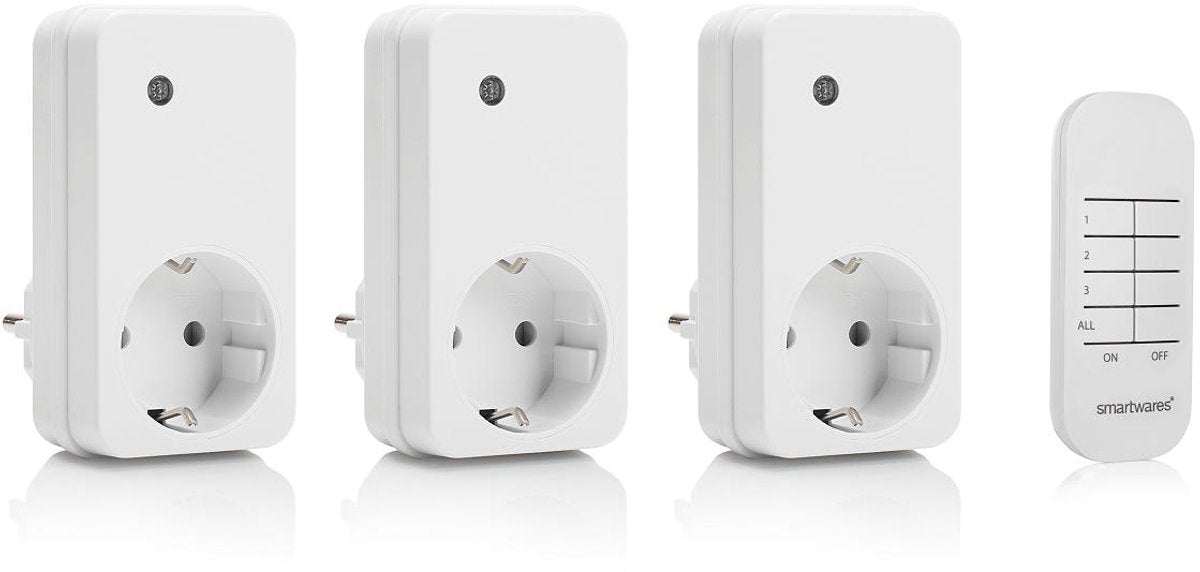 Smartwares sh4-99573 schakelaar set – 4-delig – plug connect – 3 draadloze stekkers met afstandsbediening - alleen geschikt voor nederland
