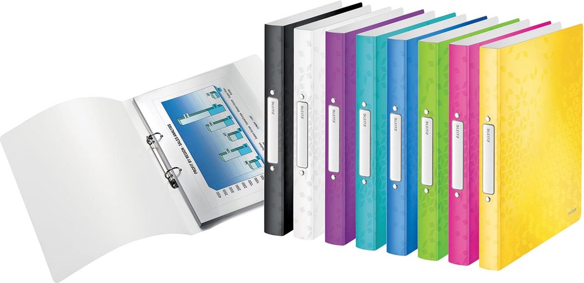 Leitz wow ringmap, uit pp, ft a4, geassorteerde kleuren 12 stuks