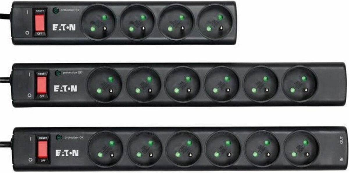 Eaton steckdosenleiste uberspannungsschutz - protection strip 6 fr - ps6f - 6 franzosische steckdosen - schwarz