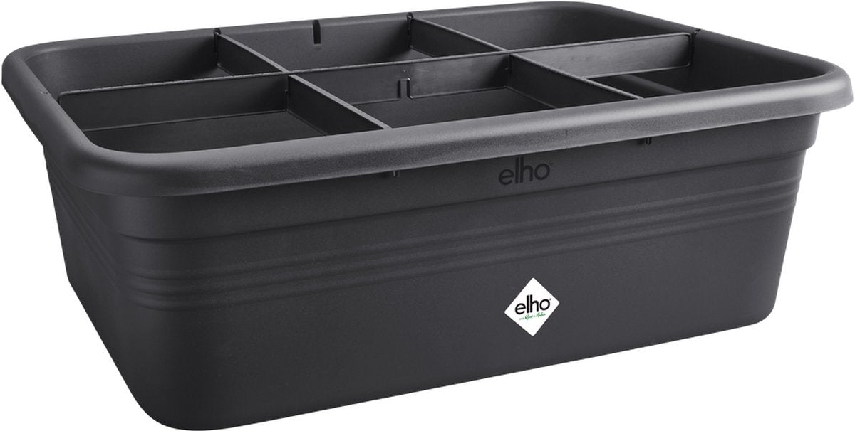 Elho green basics grow garden l - grote kweekbak - moestuinbak met vakverdelers - 100% gerecycled plastic - 76.3 x 57.4 x 26.8 cm - living black